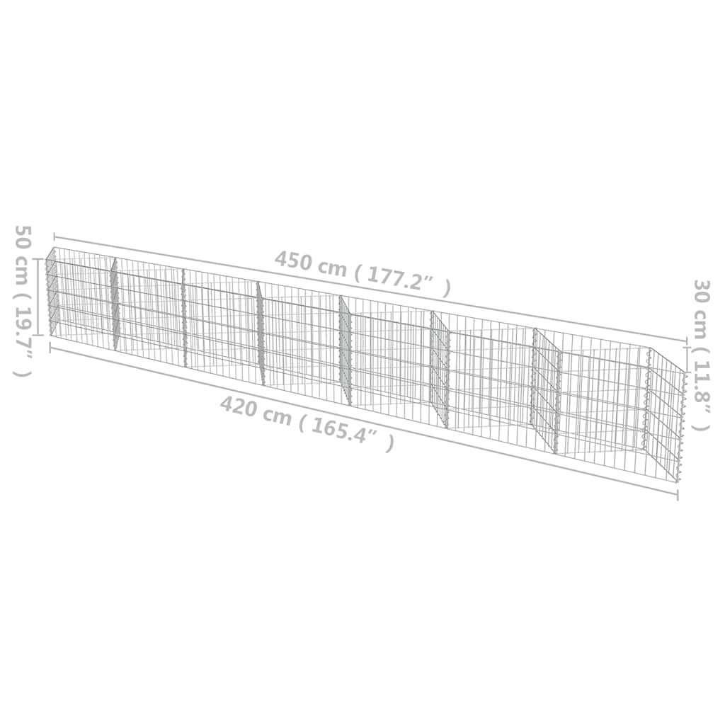 Gabbione in Acciaio Zincato 450x30x50 cm - homemem39