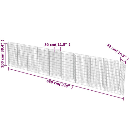 Gabbione in Acciaio Zincato 630x30x100 cm | homemem39