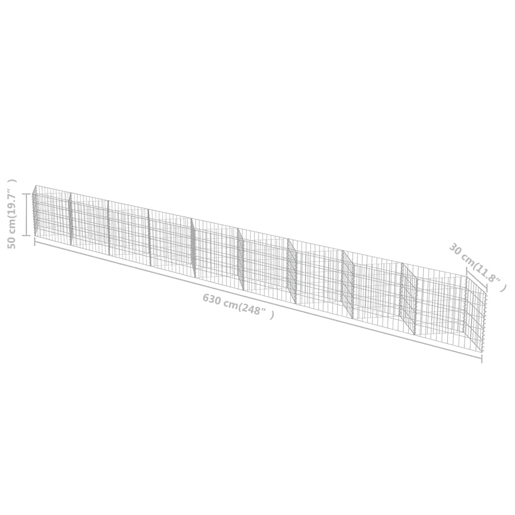 Gabbione in Acciaio Zincato 630x30x50 cm | homemem39