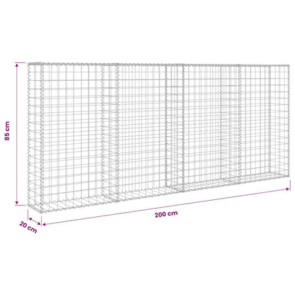Gabbione con Copertura in Acciaio Zincato 200x20x85 cm | homemem39