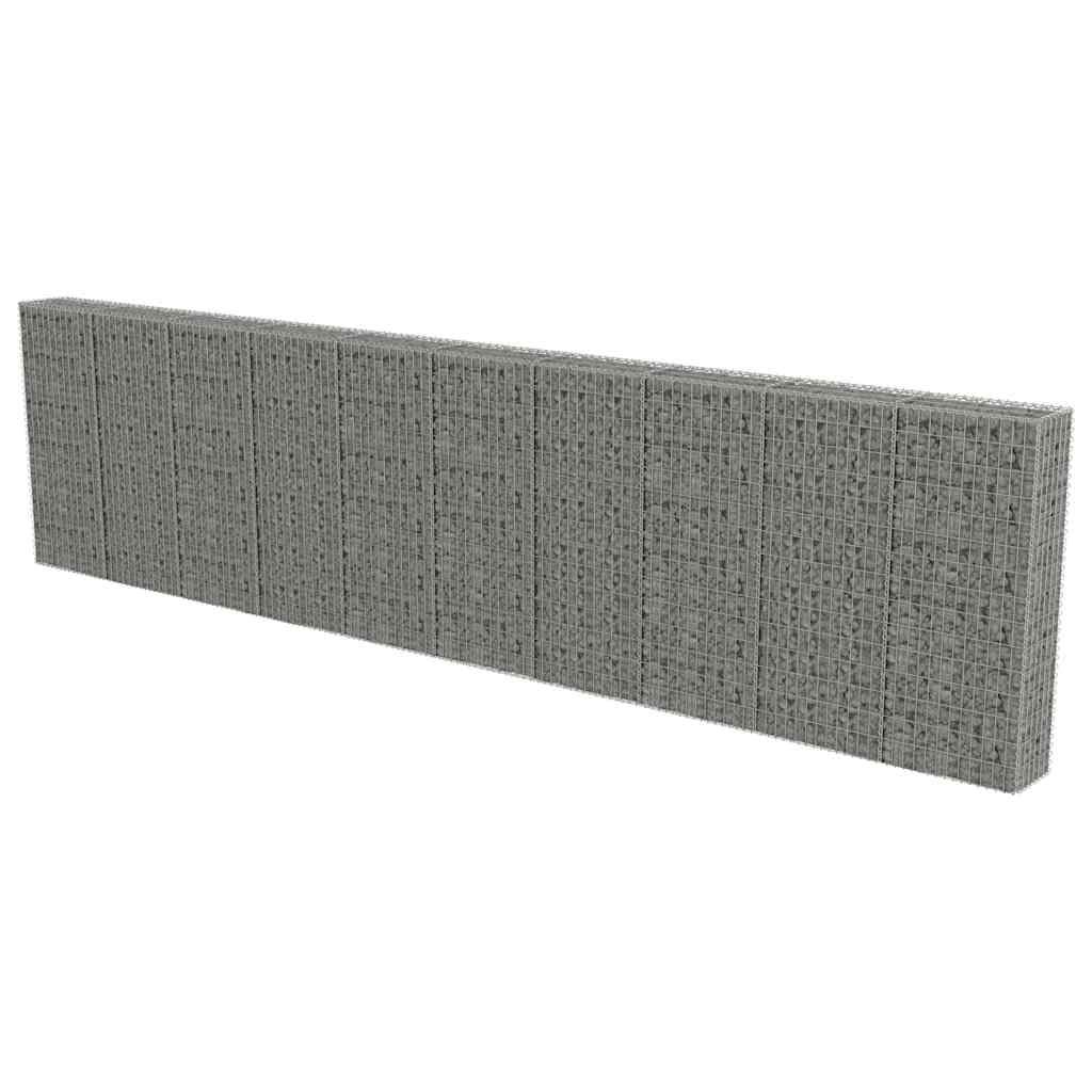 Gabbione con Copertura in Acciaio Zincato 600x30x150 cm | homemem39