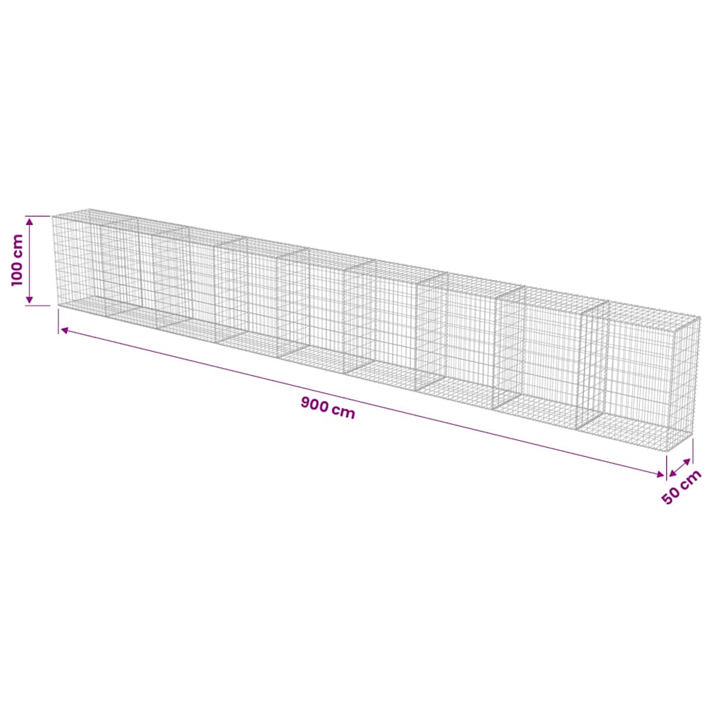 Gabbione in Acciaio Zincato Coperto 900 x 50 x 100 cm | homemem39