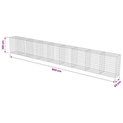 Gabbione in Acciaio Zincato Coperto 900 x 50 x 100 cm | homemem39