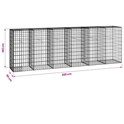 Gabbione con Copertura in Acciaio Zincato 300x50x100 cm | homemem39