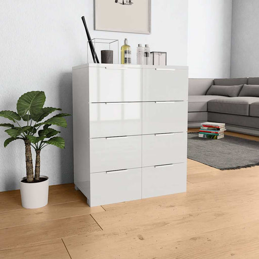 Credenza Bianco Lucido 60x35x80 cm in Legno Multistrato