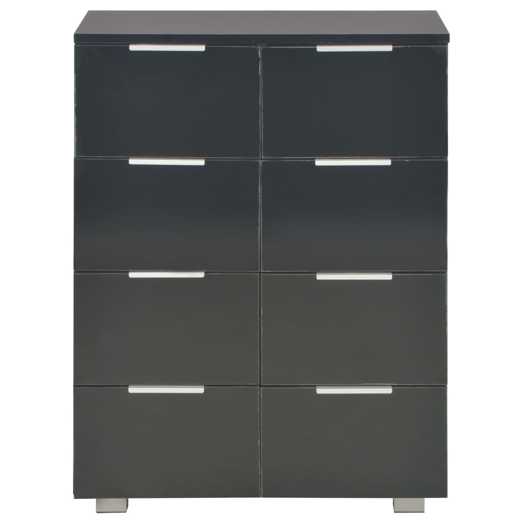 Credenza Nero Lucido 60x35x80 cm in Legno Multistrato - homemem39