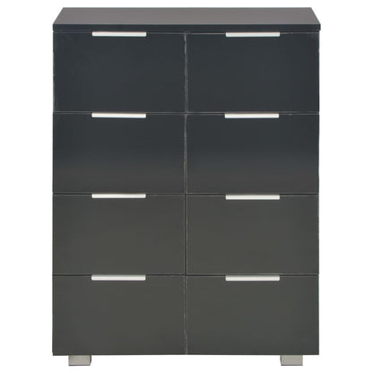 Credenza Nero Lucido 60x35x80 cm in Legno Multistrato - homemem39