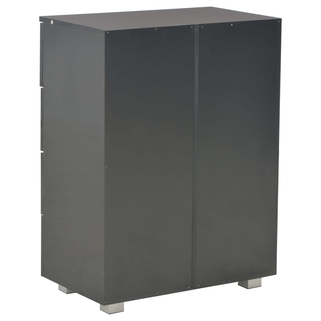Credenza Nero Lucido 60x35x80 cm in Legno Multistrato - homemem39