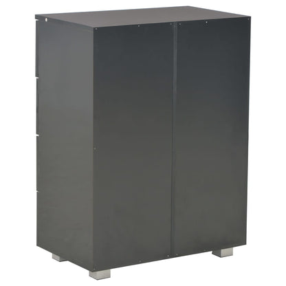 Credenza Nero Lucido 60x35x80 cm in Legno Multistrato - homemem39