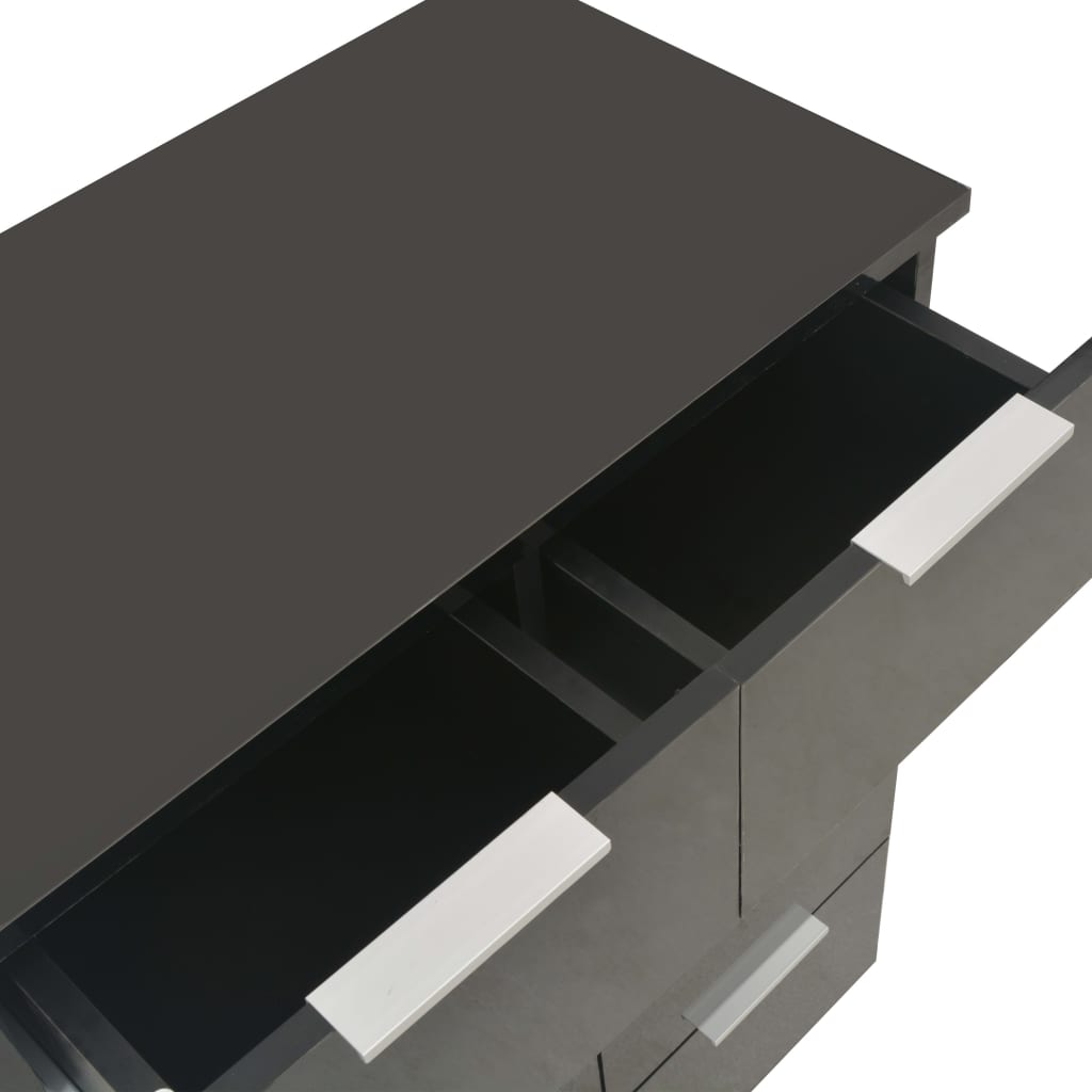 Credenza Nero Lucido 60x35x80 cm in Legno Multistrato - homemem39