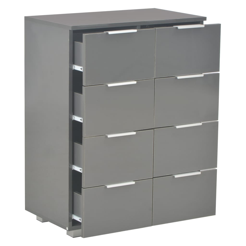 Credenza Grigio Lucido 60x35x80 cm in Legno Multistrato - homemem39