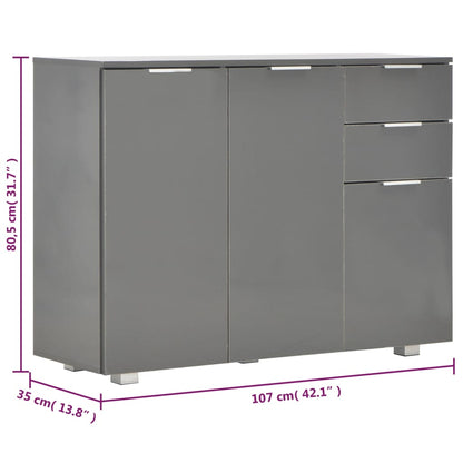 Credenza Grigio Lucido 107x35x80,5 cm - homemem39