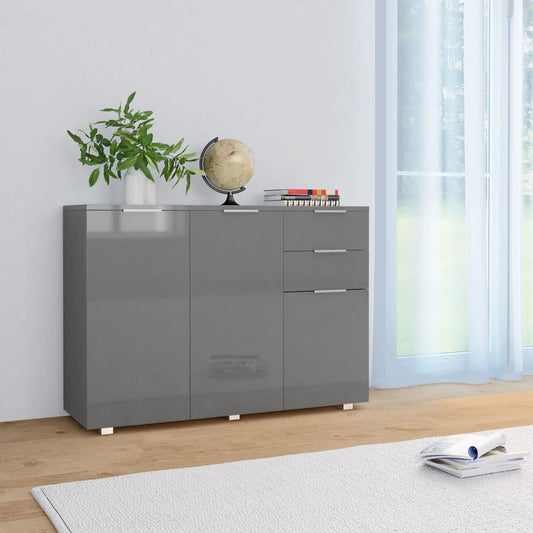 Credenza Grigio Lucido 107x35x80,5 cm - homemem39