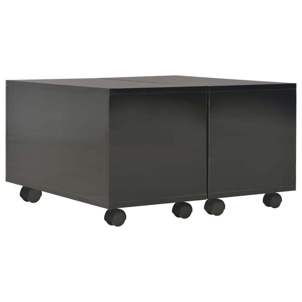Tavolino da Salotto Nero Lucido 60x60x35 cm Legno Multistrato | homemem39