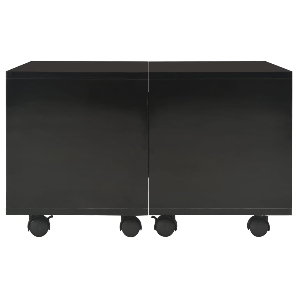 Tavolino da Salotto Nero Lucido 60x60x35 cm Legno Multistrato | homemem39