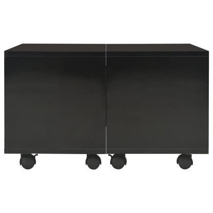 Tavolino da Salotto Nero Lucido 60x60x35 cm Legno Multistrato | homemem39