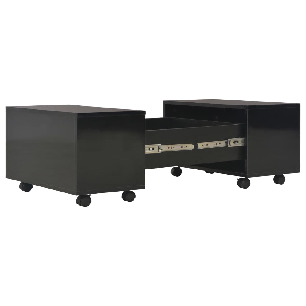 Tavolino da Salotto Nero Lucido 60x60x35 cm Legno Multistrato | homemem39