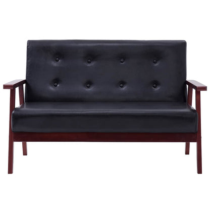Black 2-Seater Sofa in Faux Leather