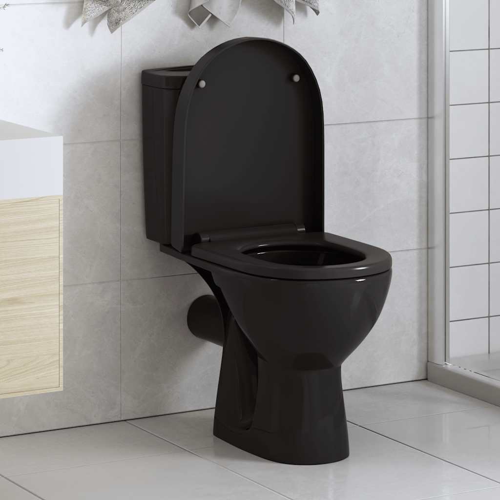 Black Quick Release Cushioned Toilet Seat