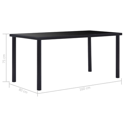 Tavolo da Pranzo Nero 160x80x75 cm in Vetro Temperato | homemem39