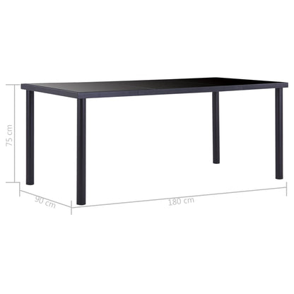 Tavolo da Pranzo Nero 180x90x75 cm in Vetro Temperato | homemem39