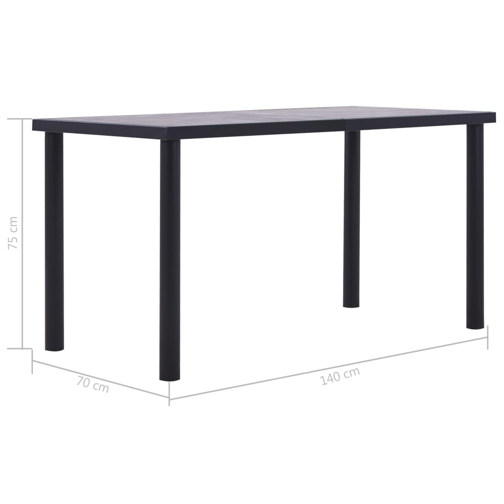 Tavolo da Pranzo Nero e Grigio Cemento 140x70x75 cm in MDF | homemem39