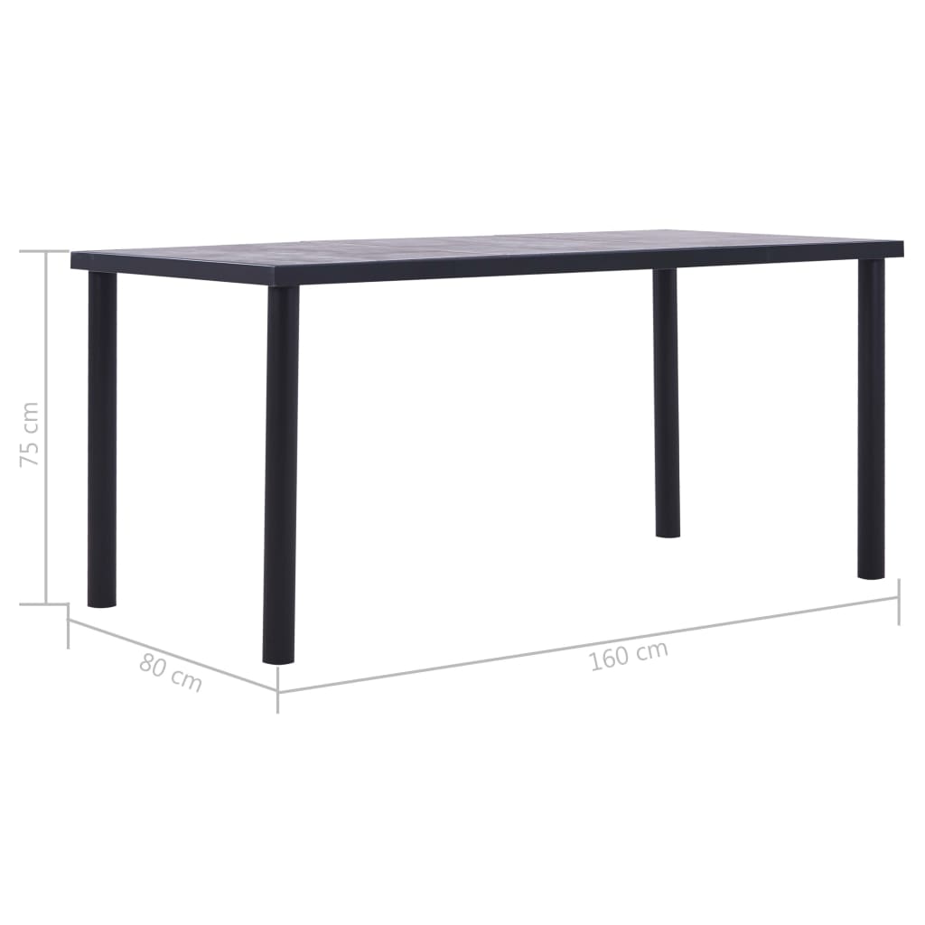 Tavolo da Pranzo Nero e Grigio Cemento 160x80x75 cm in MDF | homemem39