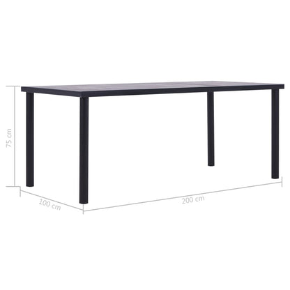 Tavolo da Pranzo Nero e Grigio Cemento 200x100x75 cm in MDF | homemem39