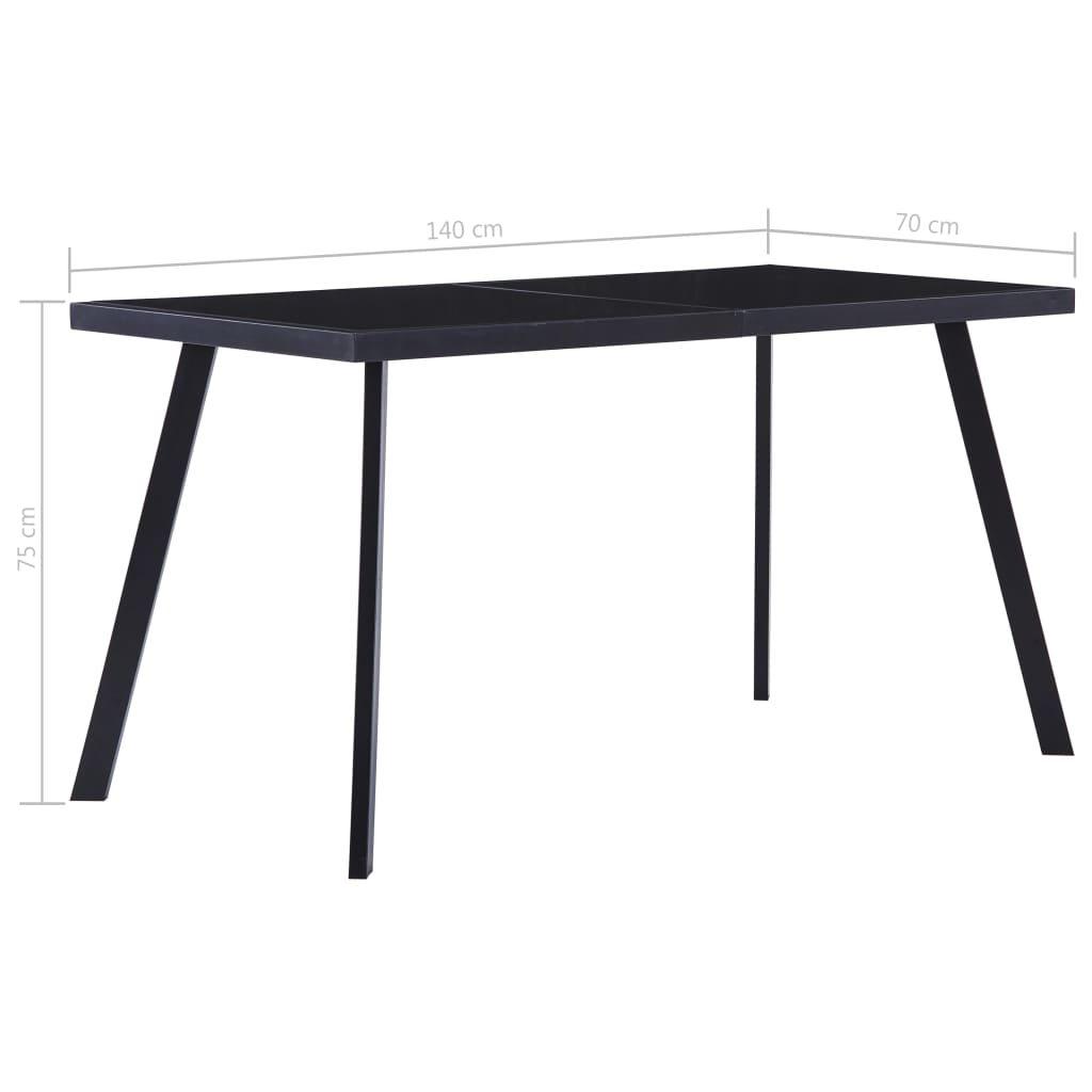 Tavolo da Pranzo Nero 140x70x75 cm in Vetro Temperato | homemem39