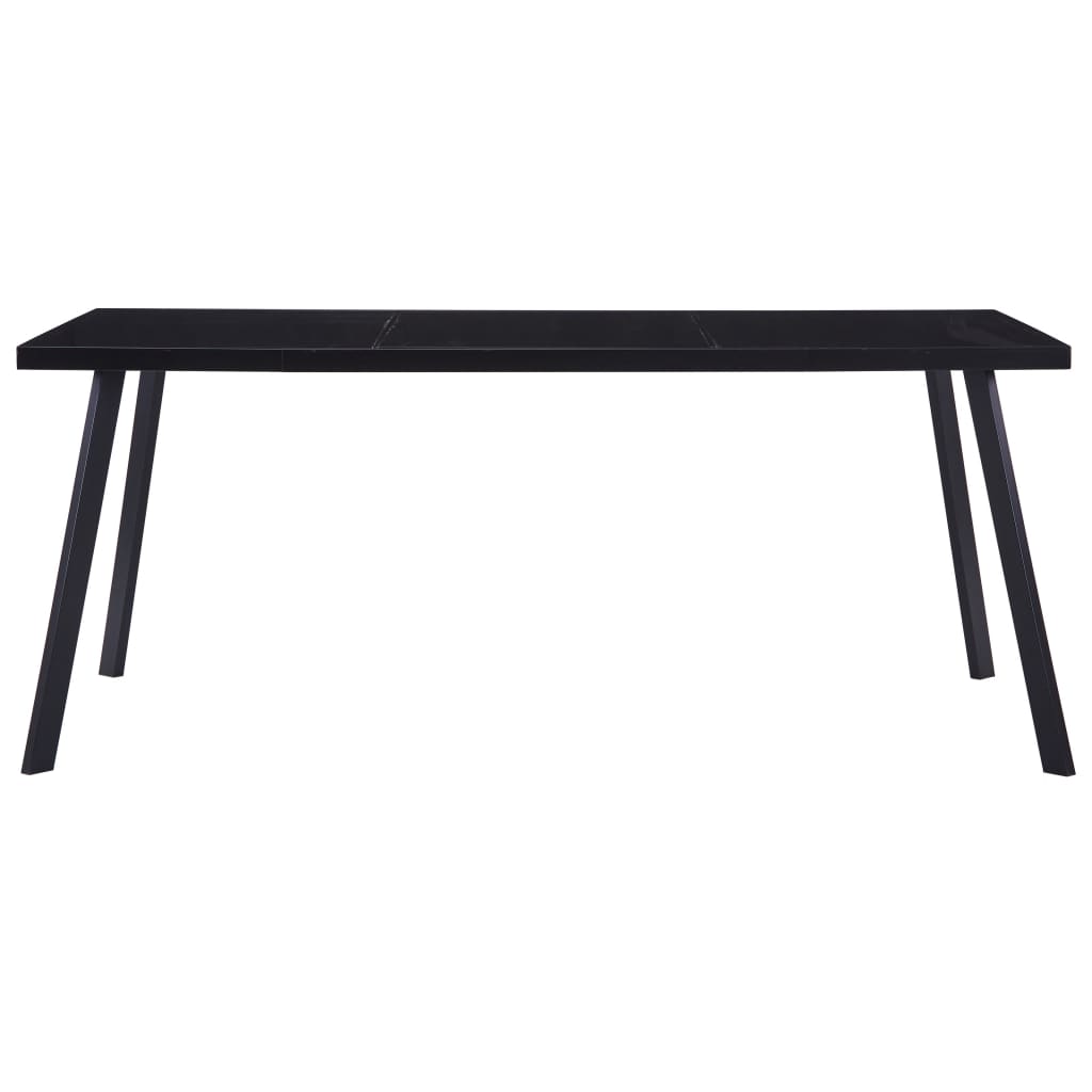 Tavolo da Pranzo Nero 160x80x75 cm in Vetro Temperato