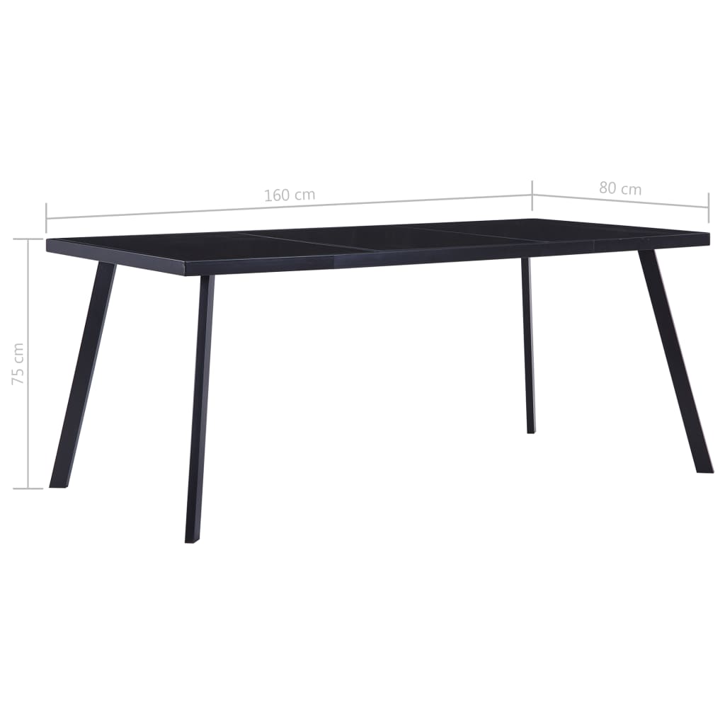 Tavolo da Pranzo Nero 160x80x75 cm in Vetro Temperato | homemem39