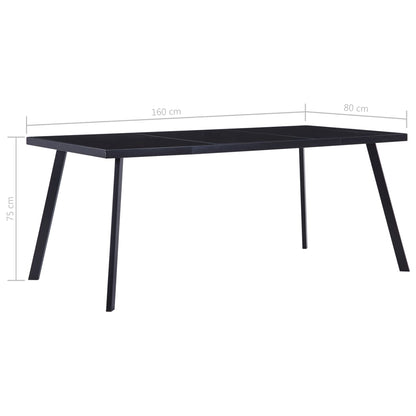 Tavolo da Pranzo Nero 160x80x75 cm in Vetro Temperato | homemem39