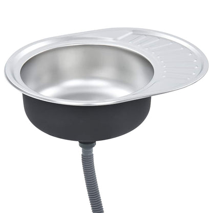 Lavello da Cucina con Filtro e Sifone Ovale in Acciaio Inox - homemem39