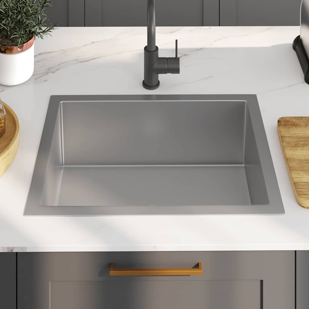 Lavello da Cucina Lavorato a Mano con Filtro in Acciaio Inox - homemem39