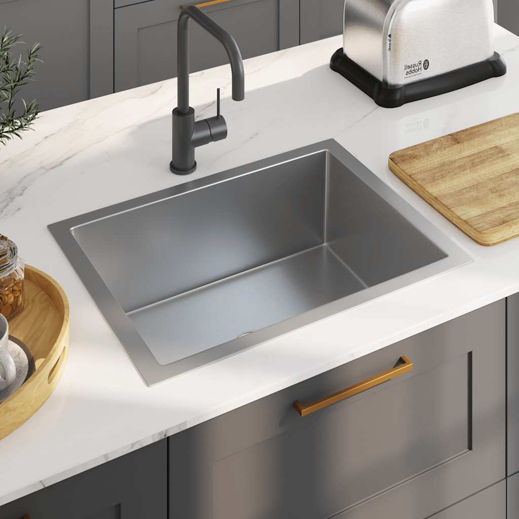 Lavello da Cucina Lavorato a Mano con Filtro in Acciaio Inox - homemem39