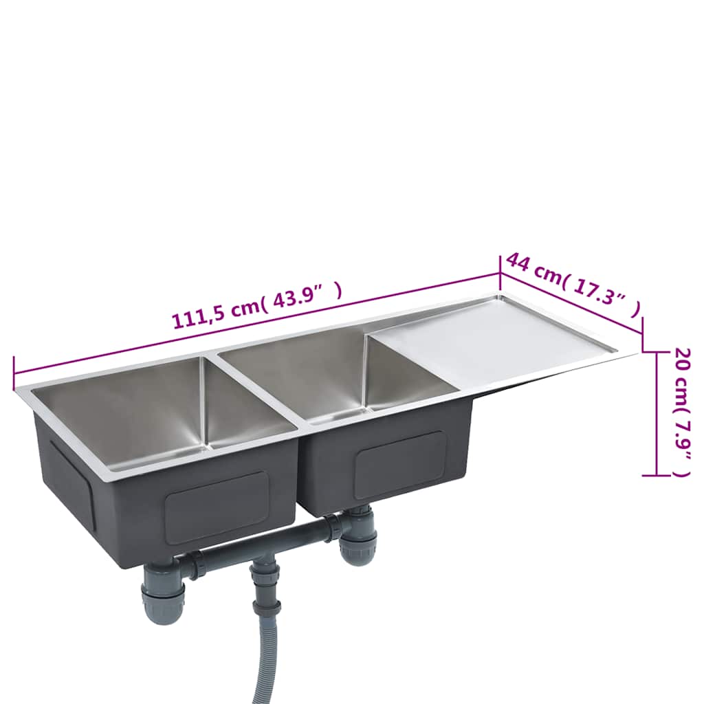 Lavello da Cucina Lavorato a Mano in Acciaio Inox - homemem39