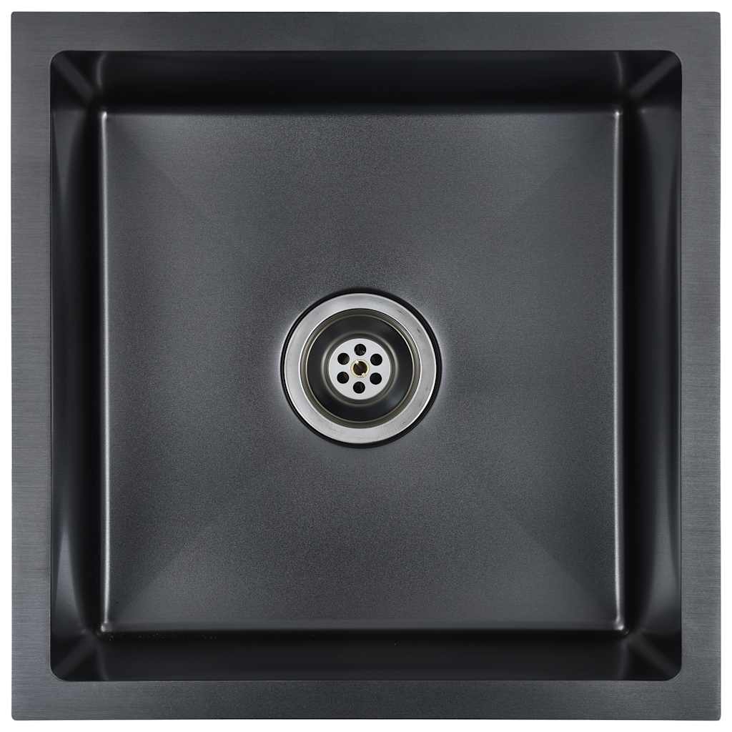 Lavello da Cucina Lavorato a Mano Nero in Acciaio Inox - homemem39