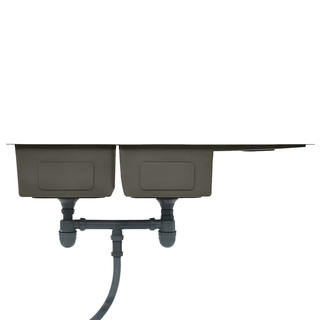 Lavello da Cucina Lavorato a Mano Nero in Acciaio Inox - homemem39