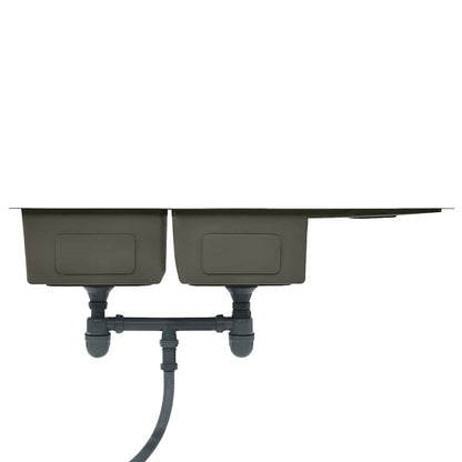 Lavello da Cucina Lavorato a Mano Nero in Acciaio Inox - homemem39