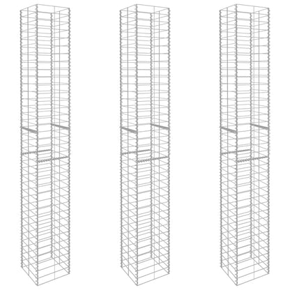 Gabbioni 3 pz in Acciaio Zincato 25x25x197 cm - homemem39