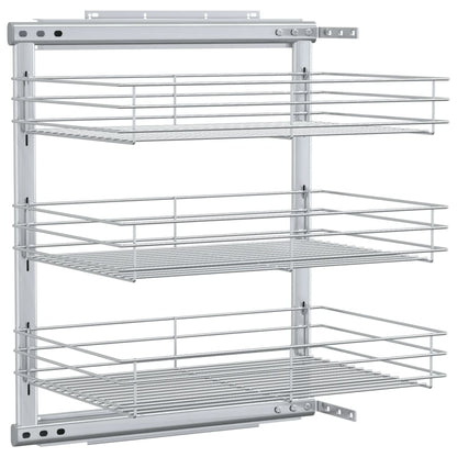Cestino da Cucina in Rete a 3 Livelli Argento 47x35x56 cm - homemem39