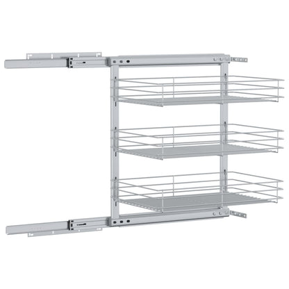 Cestino da Cucina in Rete a 3 Livelli Argento 47x35x56 cm - homemem39