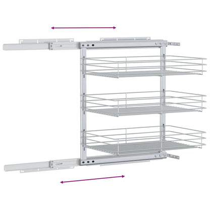 Cestino da Cucina in Rete a 3 Livelli Argento 47x35x56 cm - homemem39
