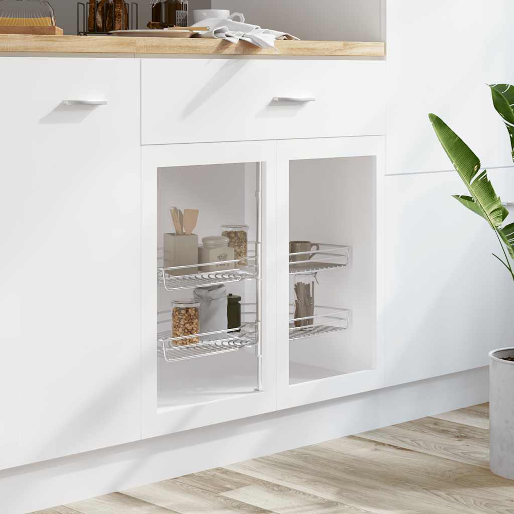 Cestello Metallico a 2 Livelli Argento Rotabile 180° 75x38x80cm