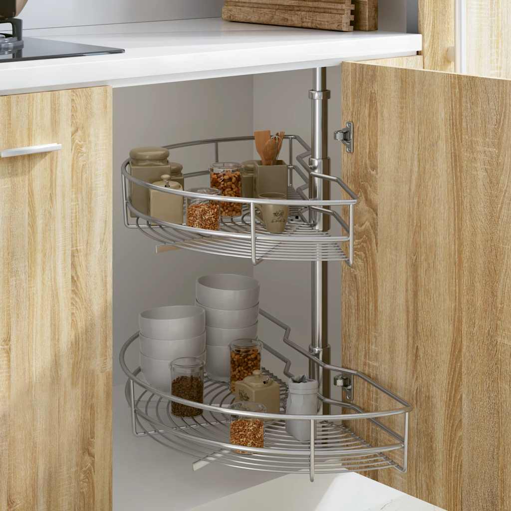 Cestello Metallico a 2 Livelli Argento Rotabile 180° 75x38x80cm