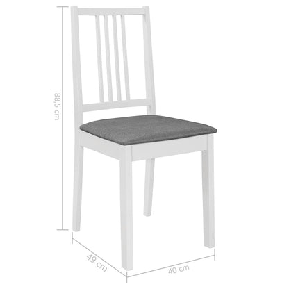 Sedie da Pranzo con Cuscini 6 pz Bianche in Legno Massello | homemem39