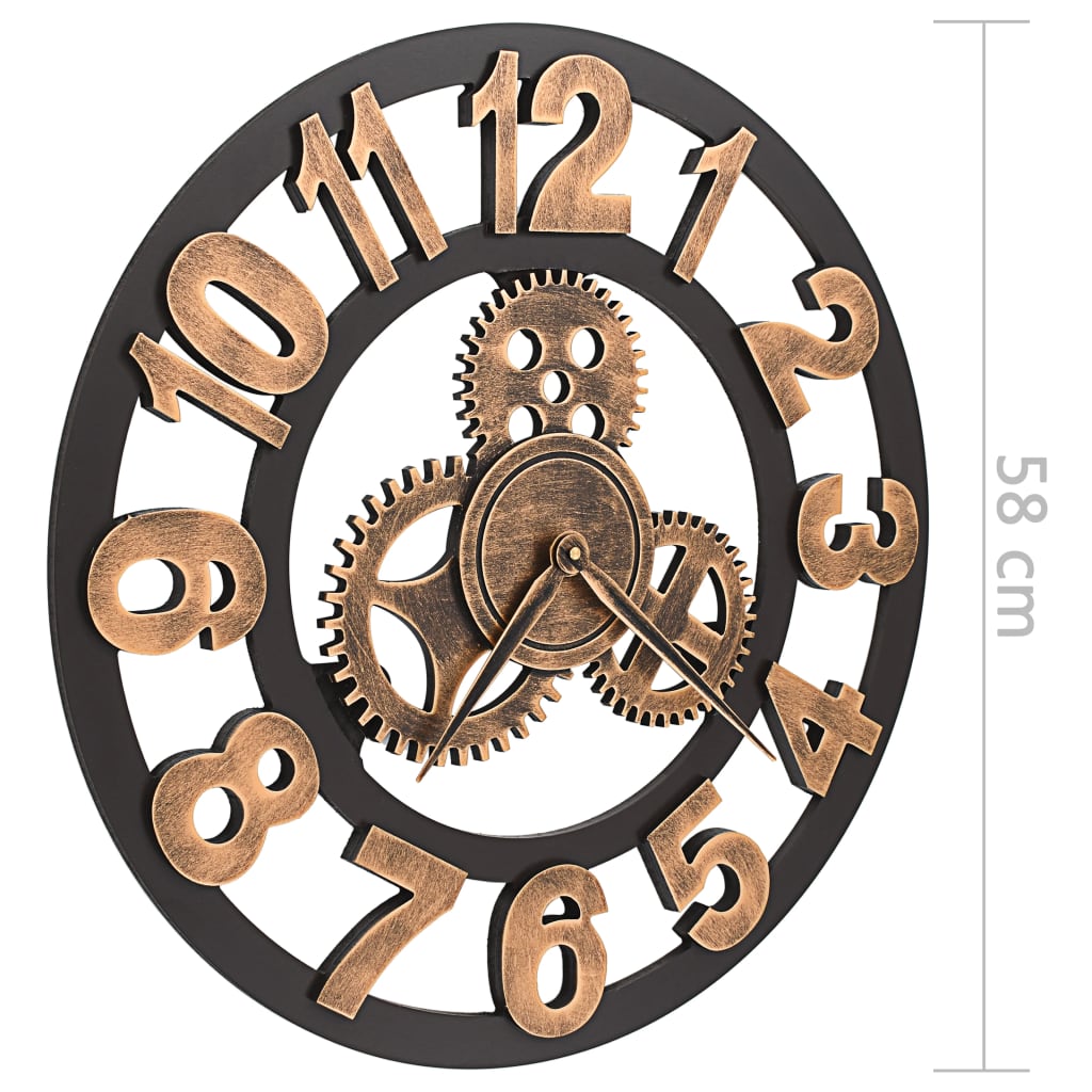 Orologio da Parete in Metallo 58 cm Dorato e Nero - homemem39