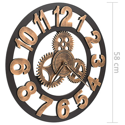 Orologio da Parete in Metallo 58 cm Dorato e Nero - homemem39