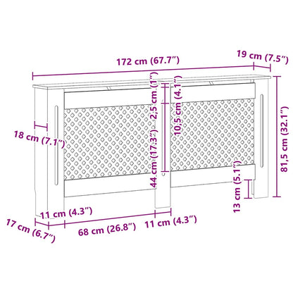 Copertura per Radiatore Bianca 172x19x81,5 cm in MDF | homemem39