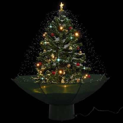 Albero di Natale con Neve e Base a Ombrellone Verde 75 cm - homemem39